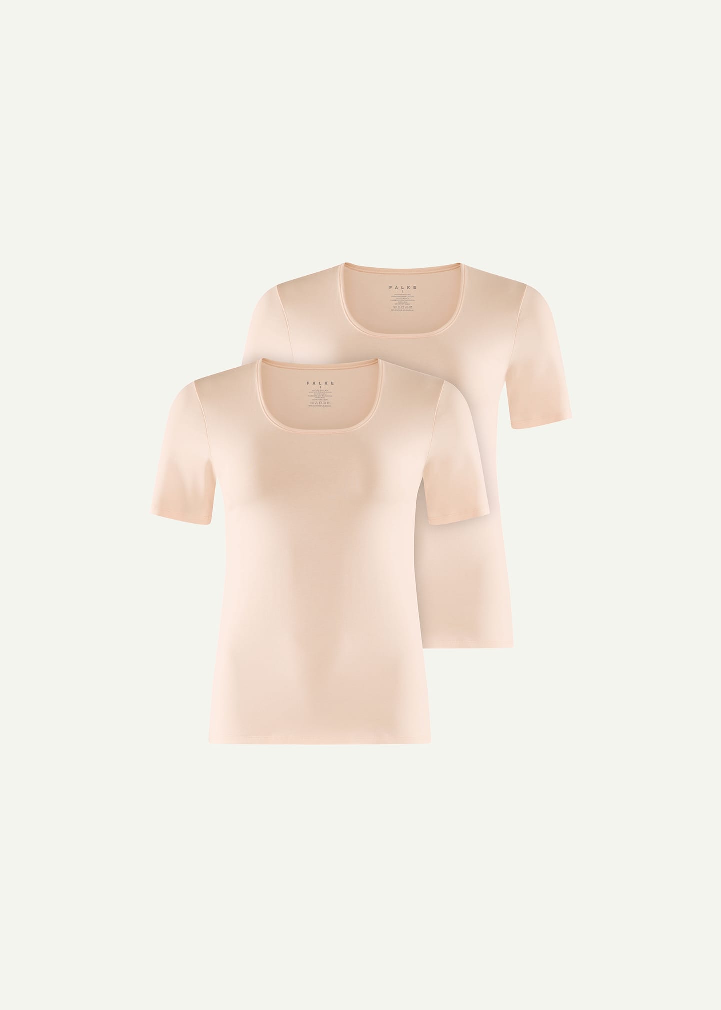Falke Scoop-neck Egyptian Cotton T-shirt 2-pack In Vale