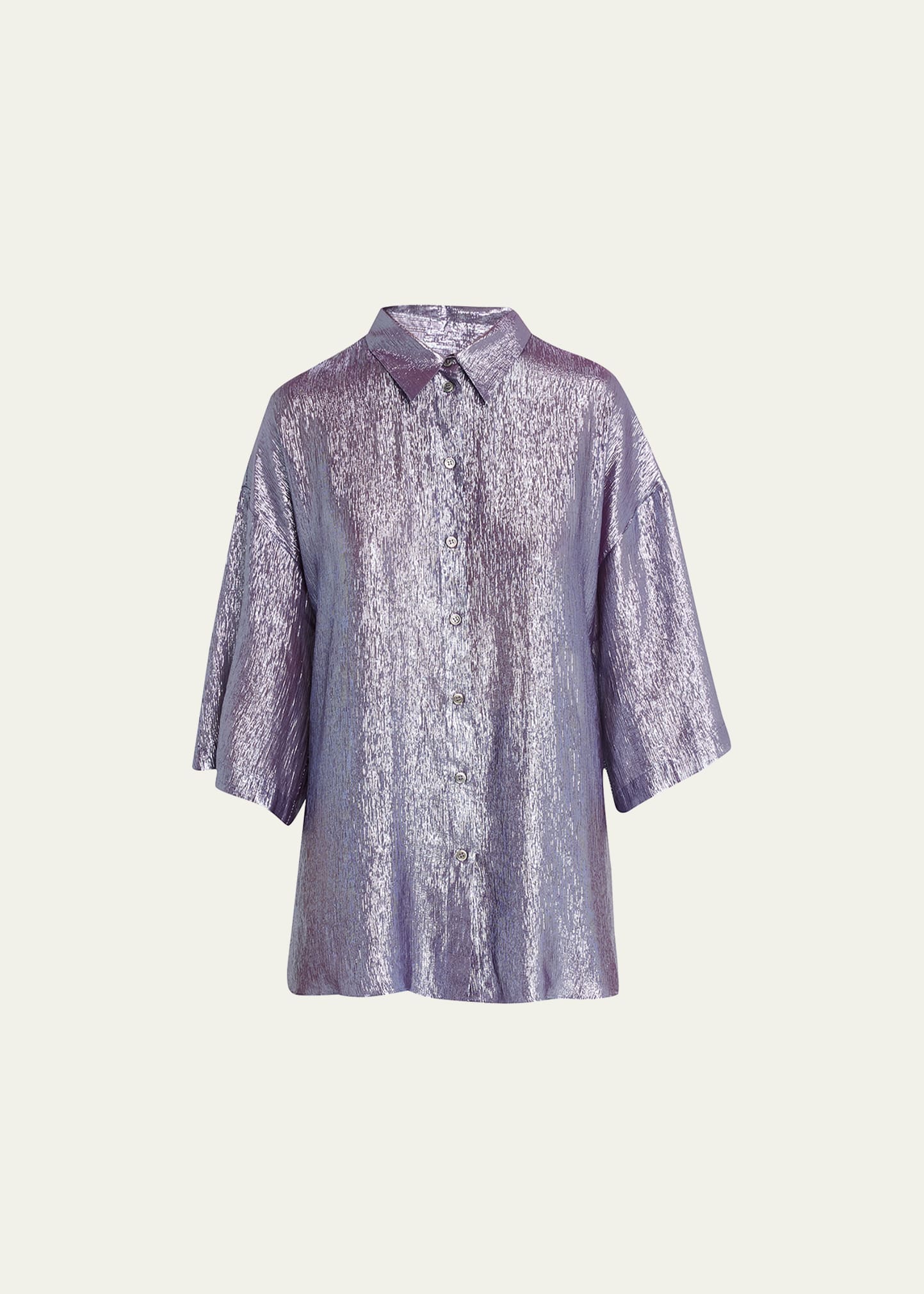 Metallic Button-Down Silk Shirt