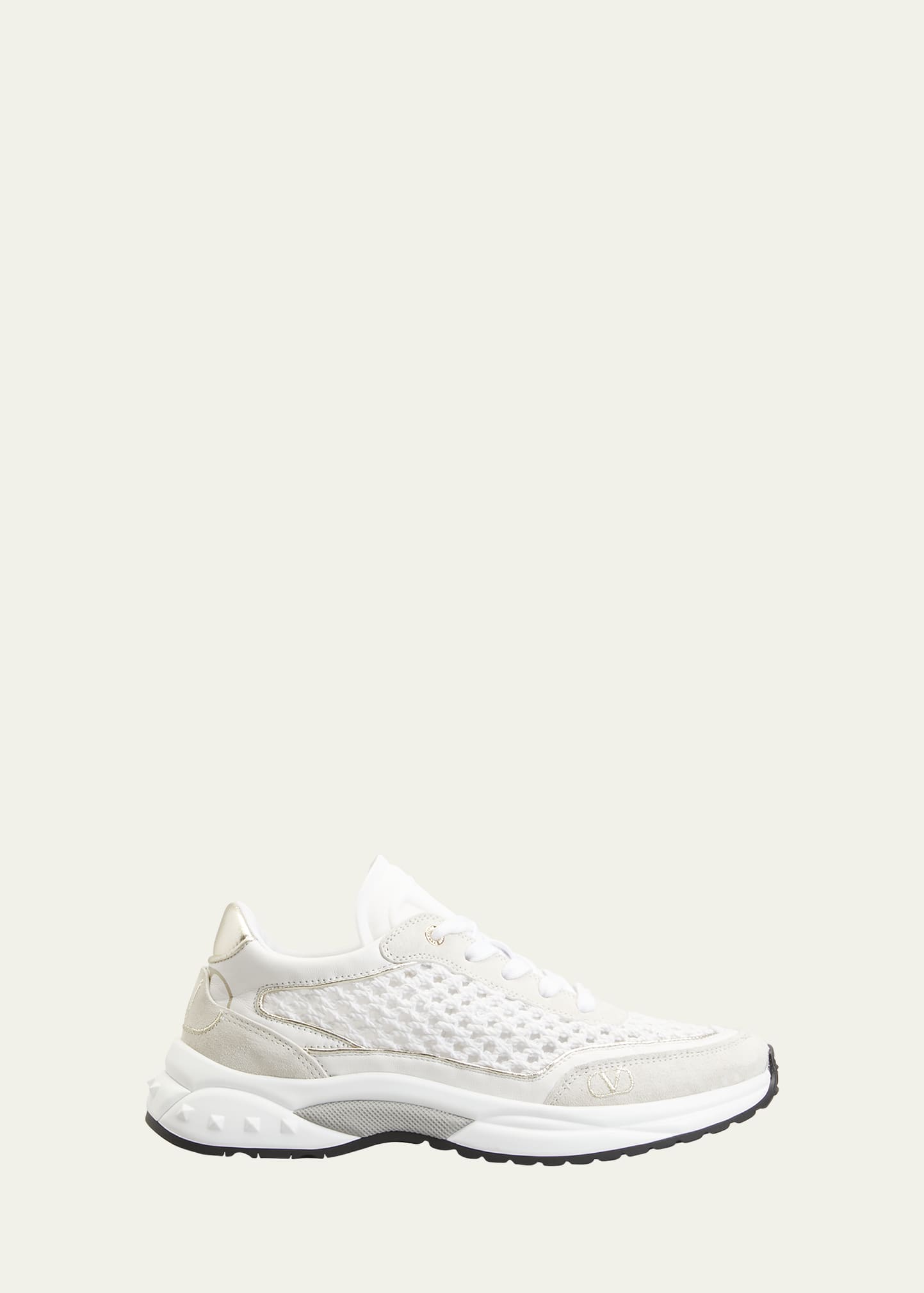 Valentino Garavani Ready Go Leather Runner Sneakers In White