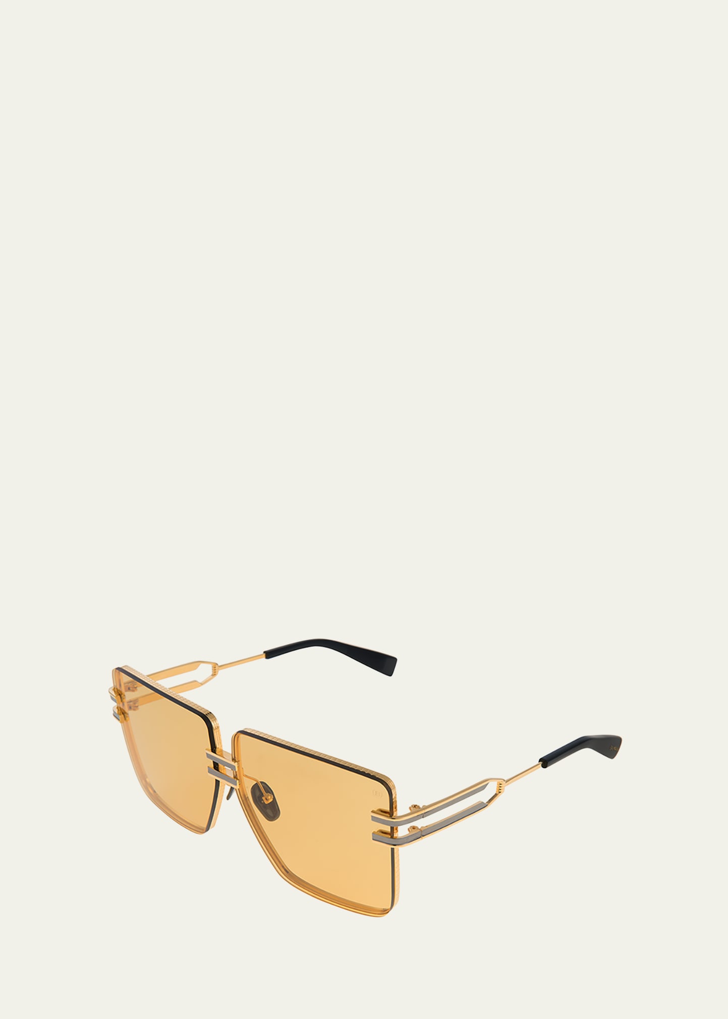Balmain Gendarme Gold And Amber Unisex Sunglasses In Gold / Black