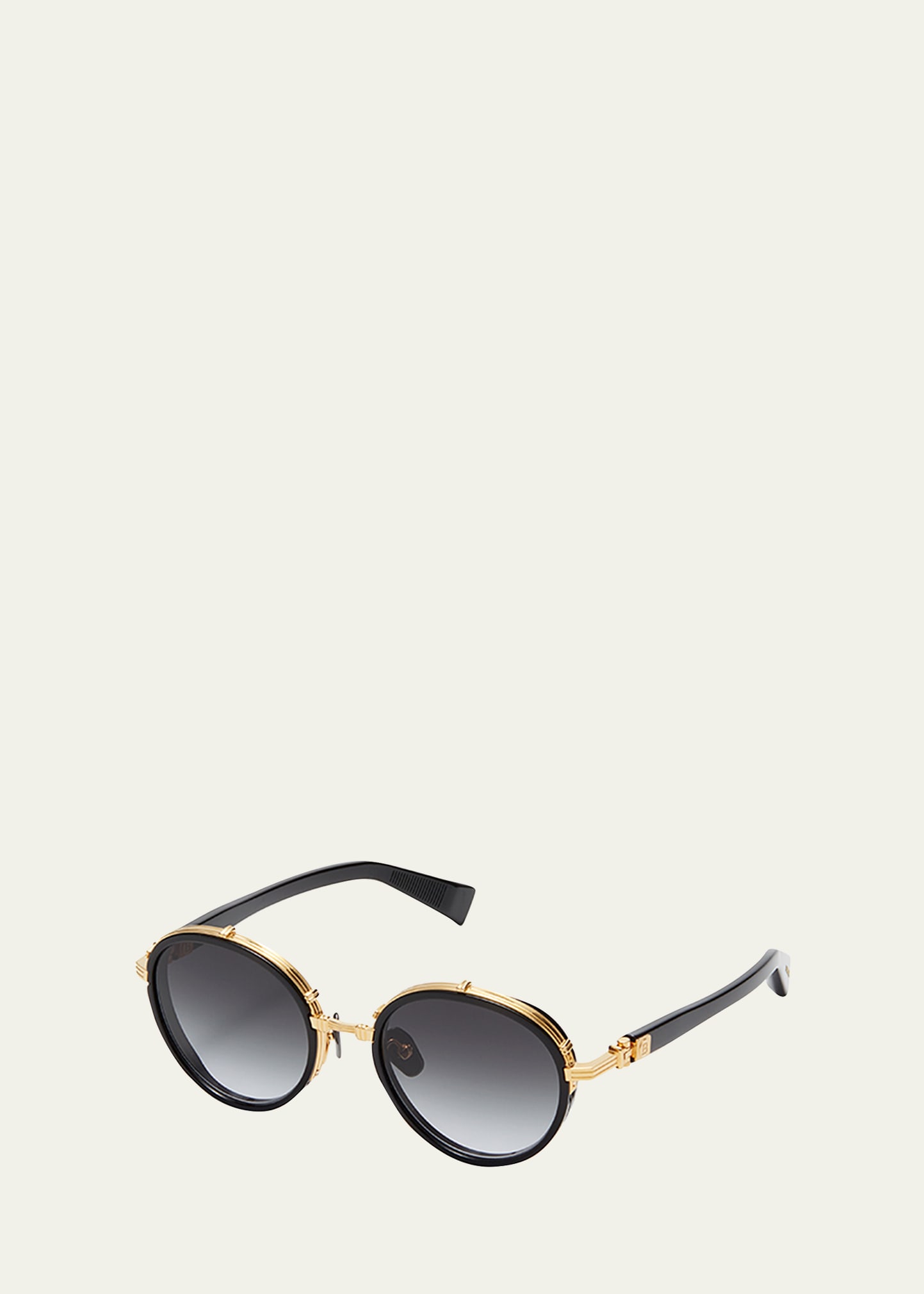 Balmain Croissy Round Titanium & Acetate Sunglasses In Gold / Black