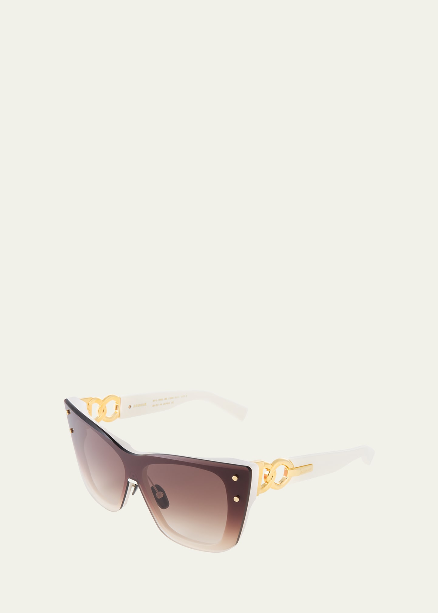 Balmain Armour Metal Chain & Acetate Cat-eye Sunglasses In Bone Gold W Dark