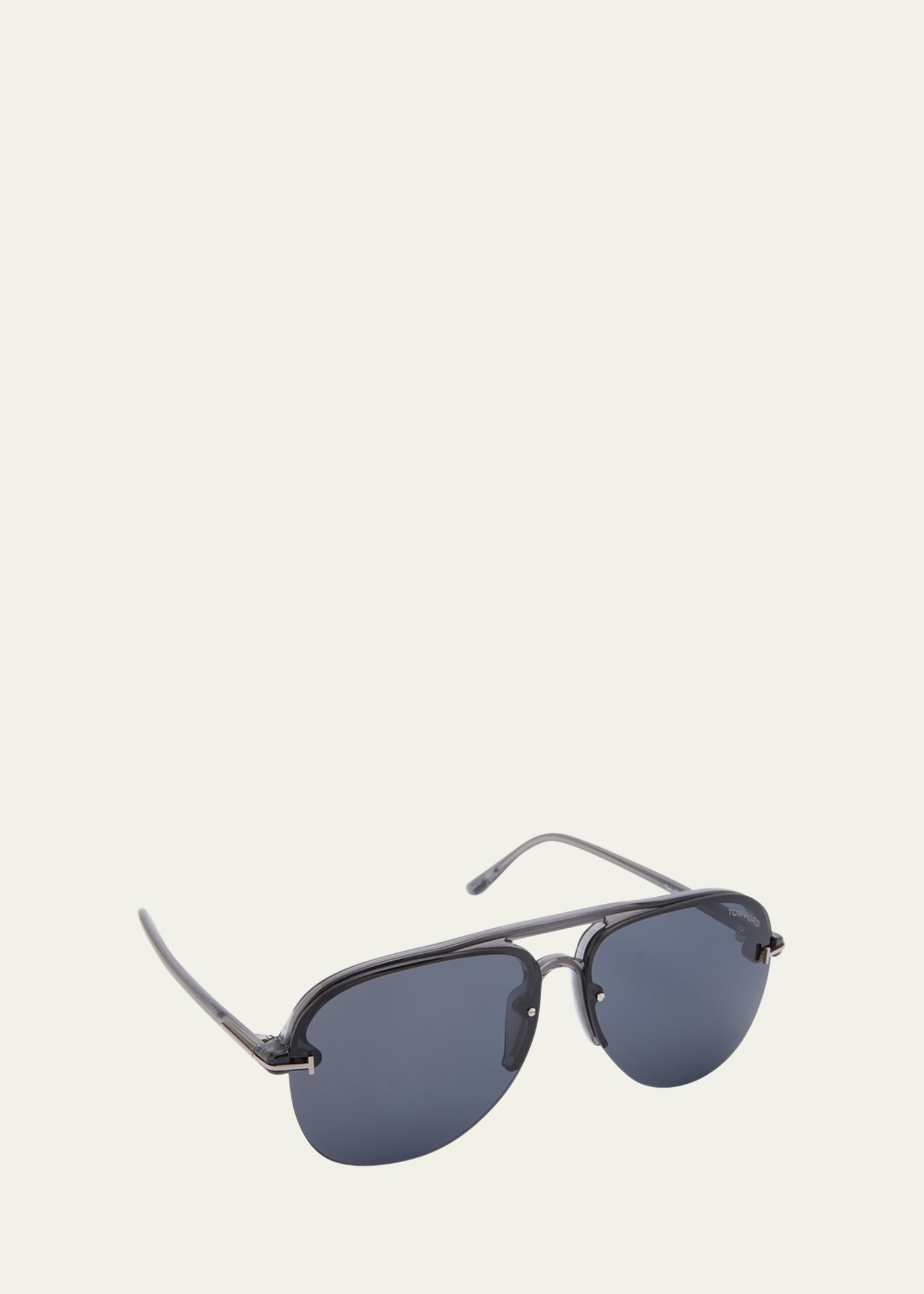 TOM FORD Men's Terry Half-Rim T-Logo Sunglasses | Smart Closet