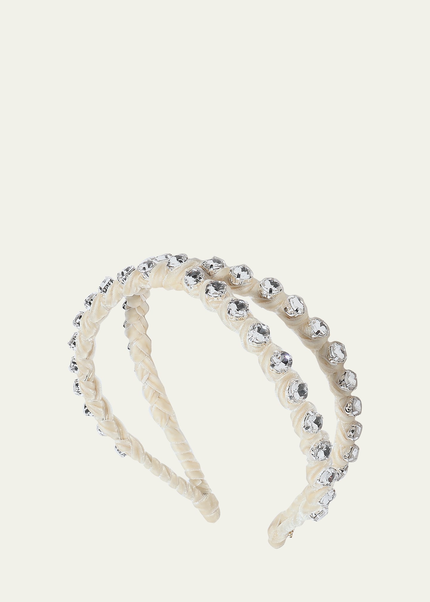 Shop Lele Sadoughi Rhinestone Double Row Headband In Ivory