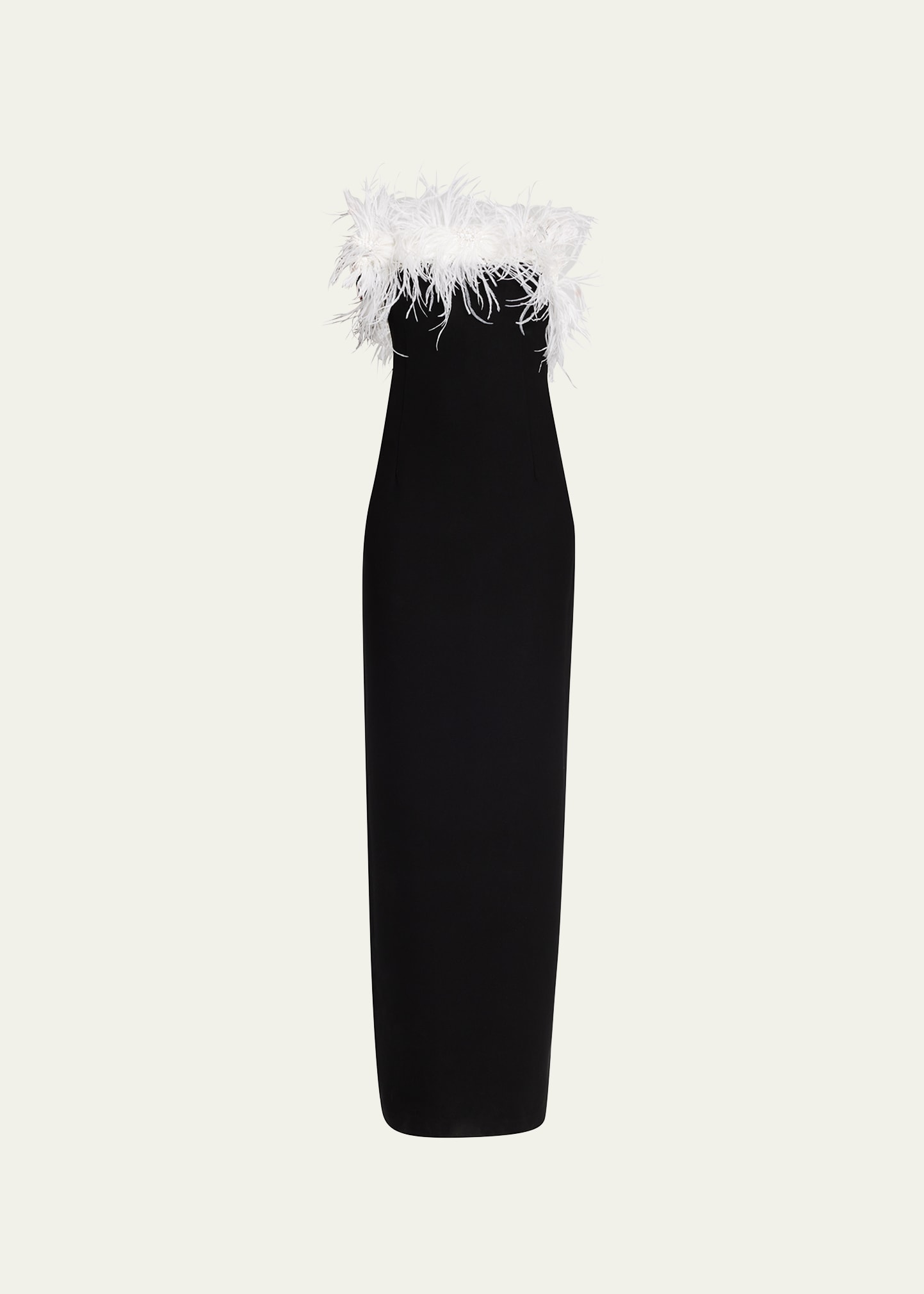 Naeem Khan Feather Top Strapless Column Wool Gown