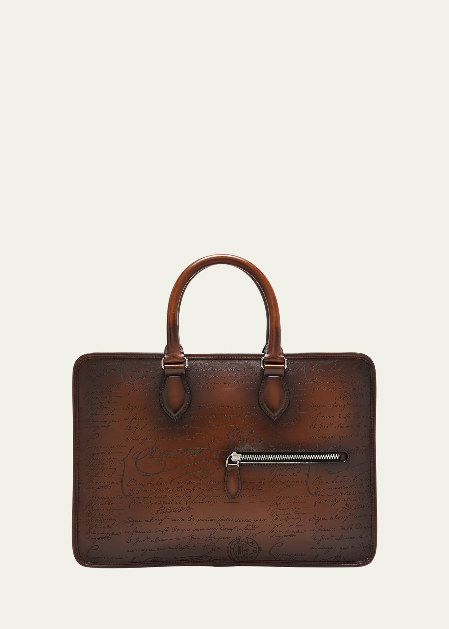 Men's Un Jour Mini Scritto Leather Briefcase