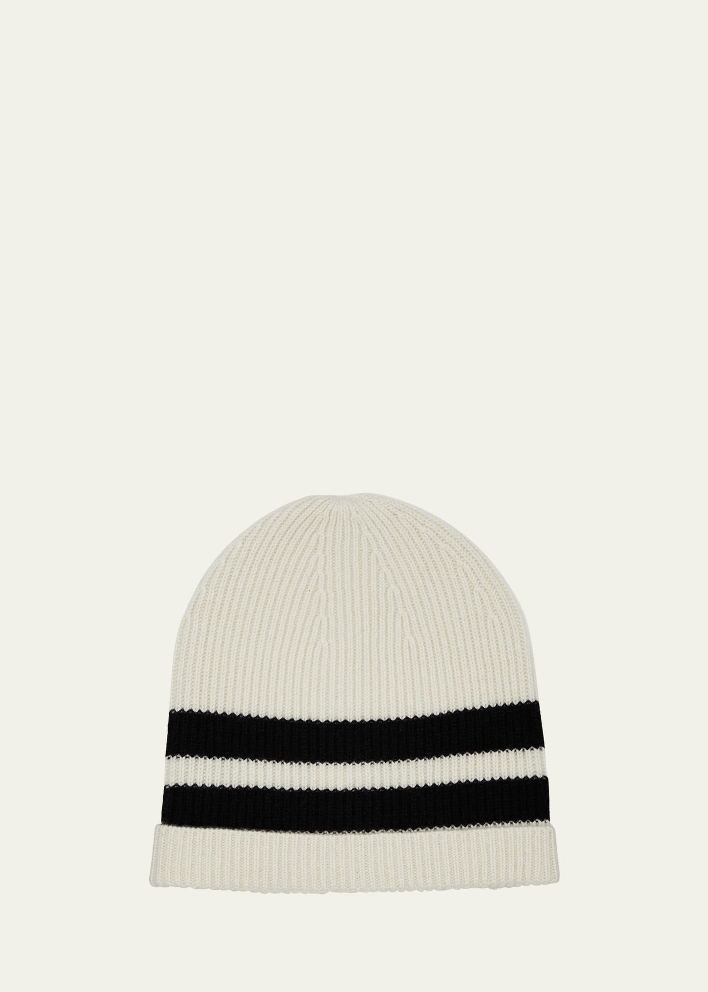 Lisa Yang Florence Striped Cashmere Beanie In Cream