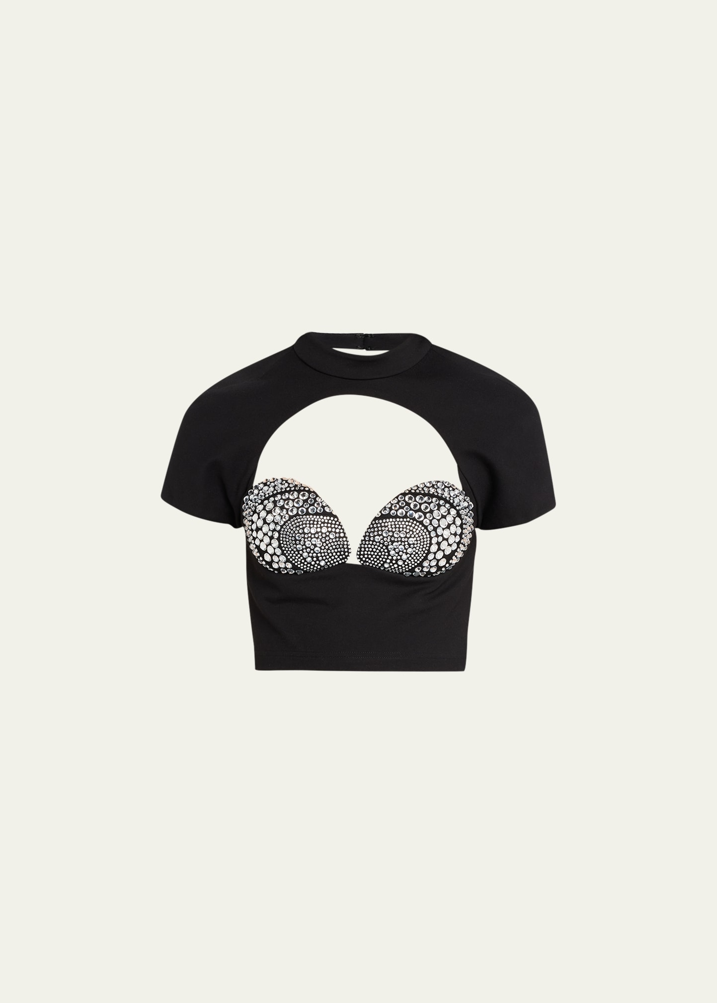 Area Mussel Cup Crystal-embellished T-shirt In Black