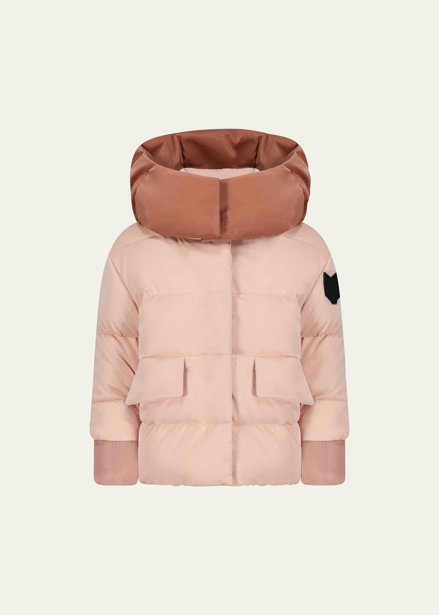 Scotch Bonnet Outerwear Kid's Quilted High Collar Tonal Down Coat In Pink