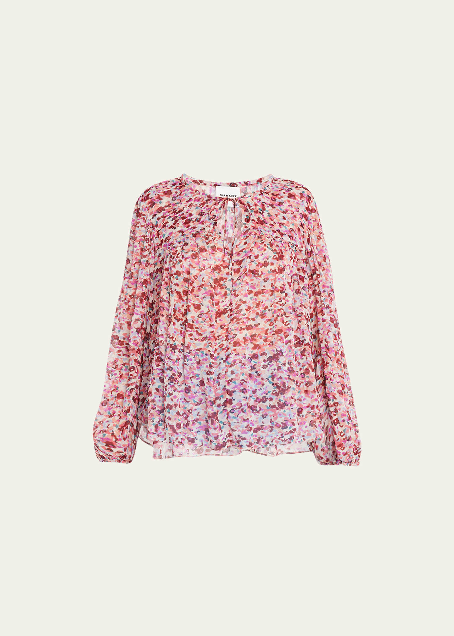 Isabel Marant Étoile Daytonea Floral Long Sleeve Blouse In Raspberry/ecru