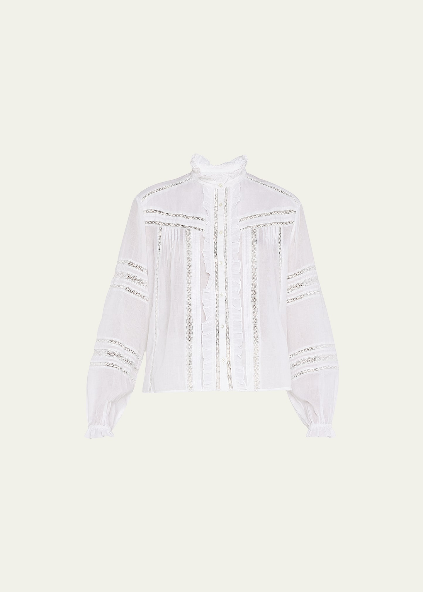 Etoile Isabel Marant Metina Button-Front Embroidered Ruffle Shirt