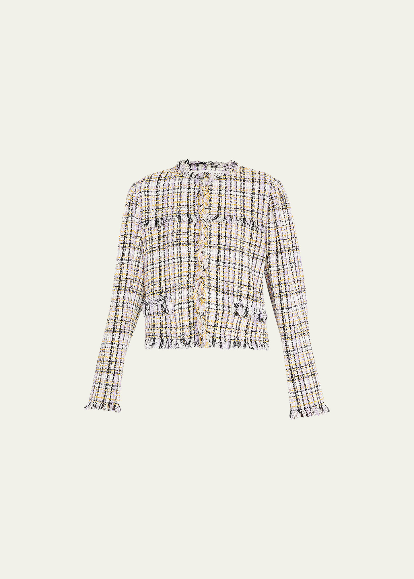 Isabel Marant Étoile Lilac Purple Cropped Tweed Jacket In Lilac/yellow