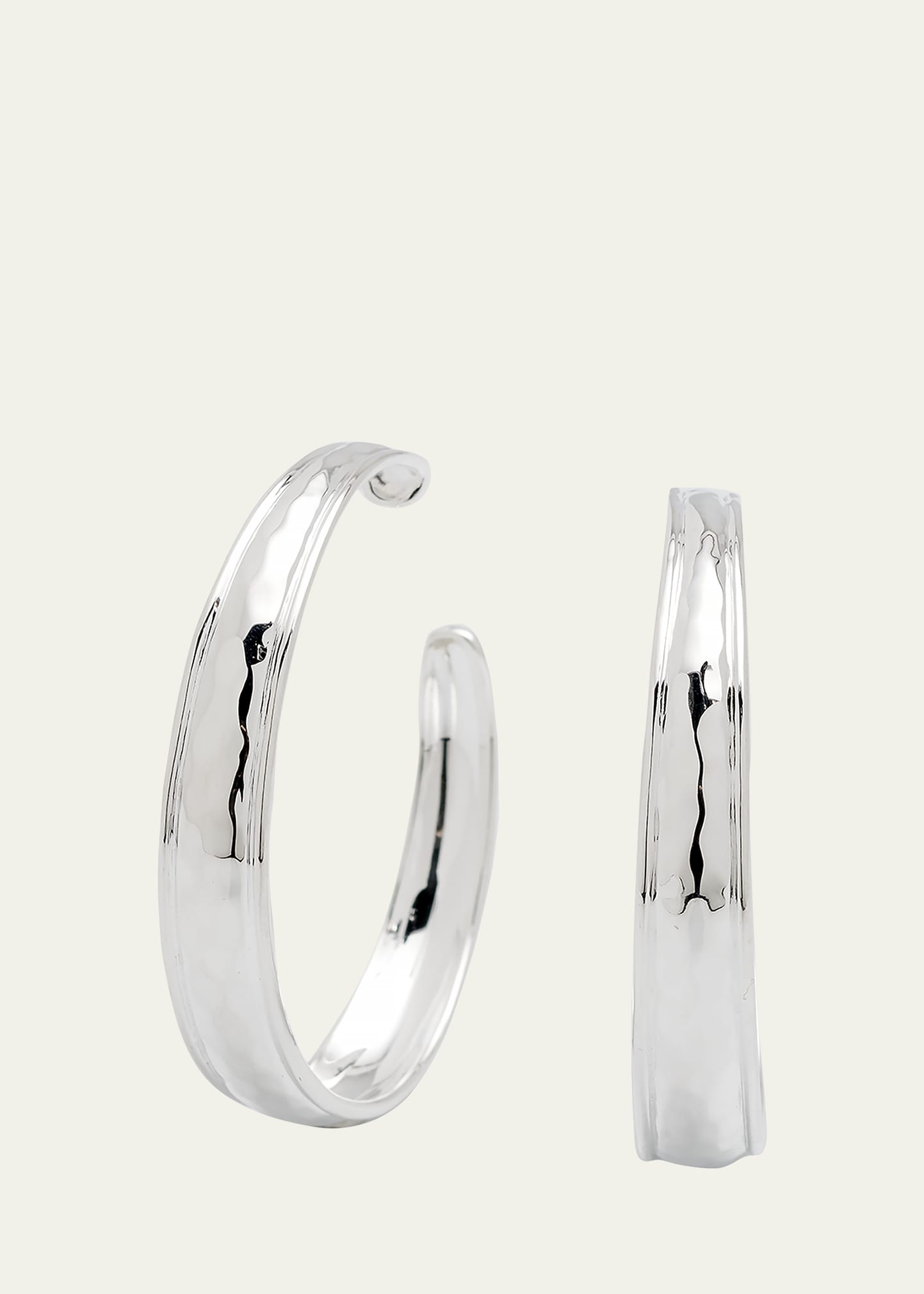 Ippolita Sterling Silver Classico Hammered Medium Hoop Earrings In Silver