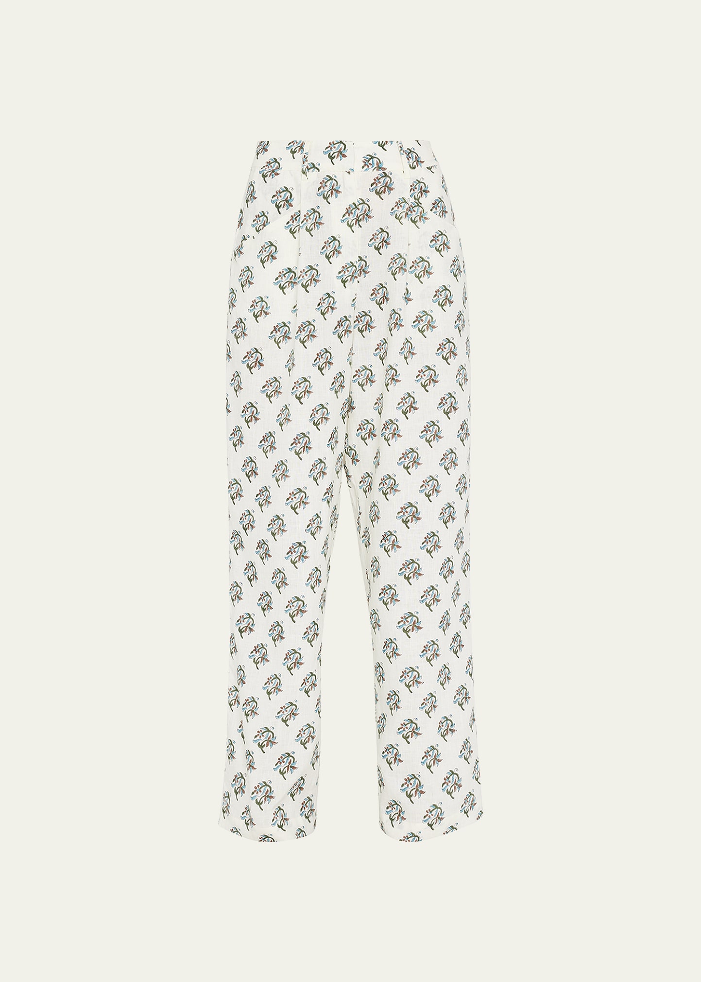 Hannah Artwear Nevelson Floral-Print Wide-Leg Linen Pants