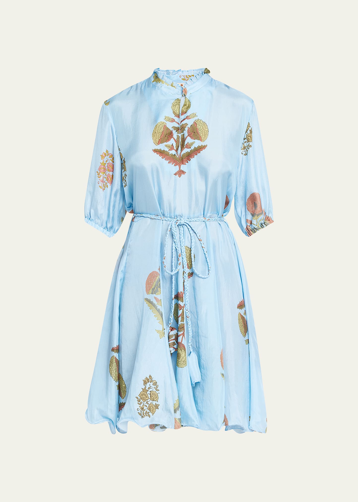 Hannah Artwear Gaia Silk Habotai Puff-Sleeve Mini Dress