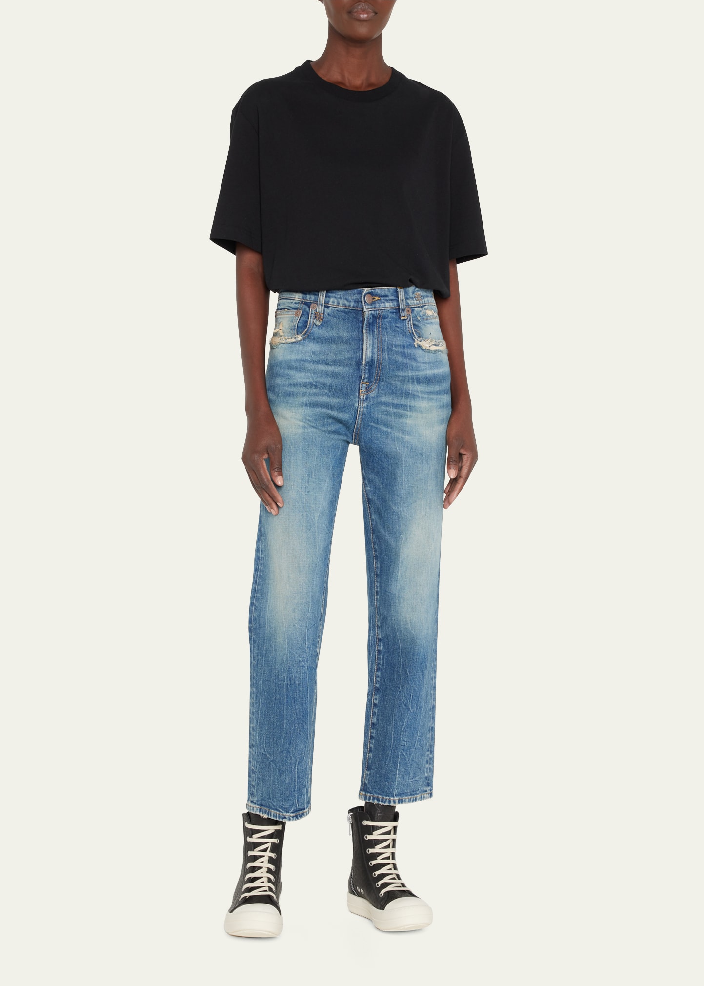Shelley Distressed Slim Straight Ankle Jeans