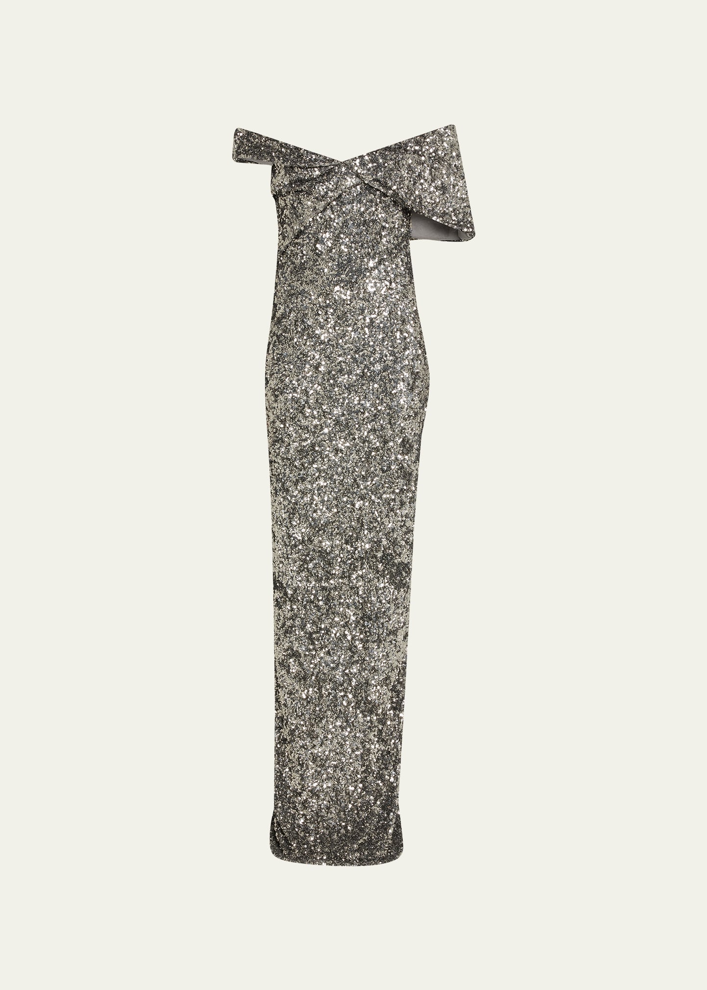 Mirella Sequin Off-the-Shoulder Gown