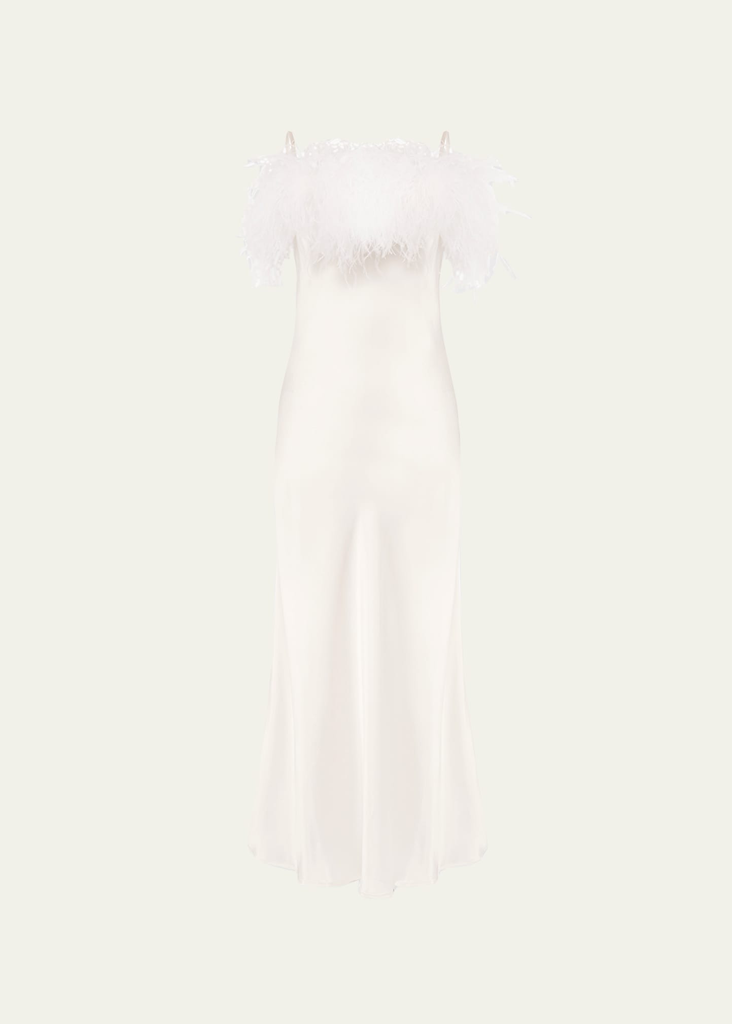 Sleeper Boheme Ostrich-feather Embellished Slip Dress In White