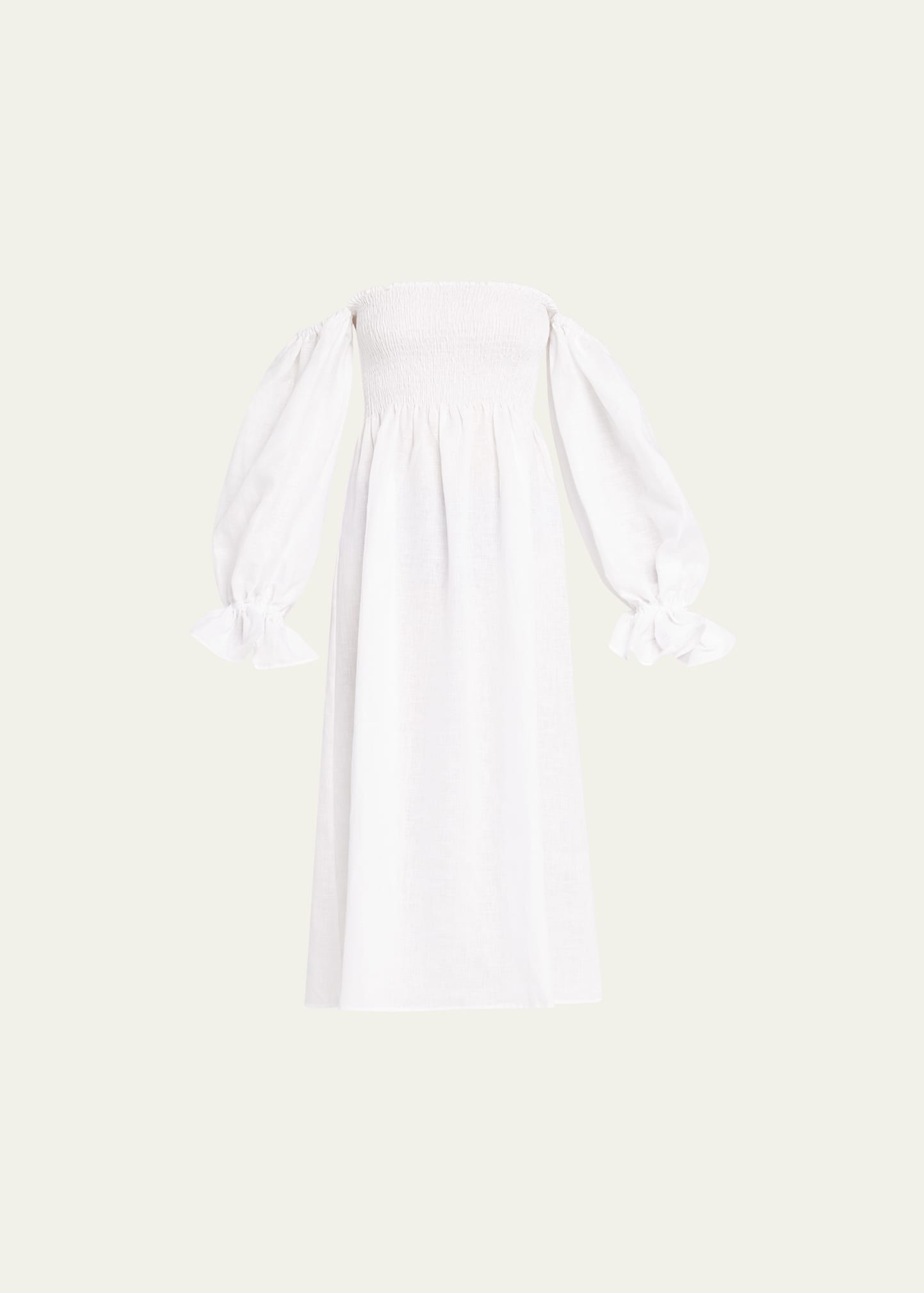 Shop Sleeper Atlanta Linen Midi Dress In White