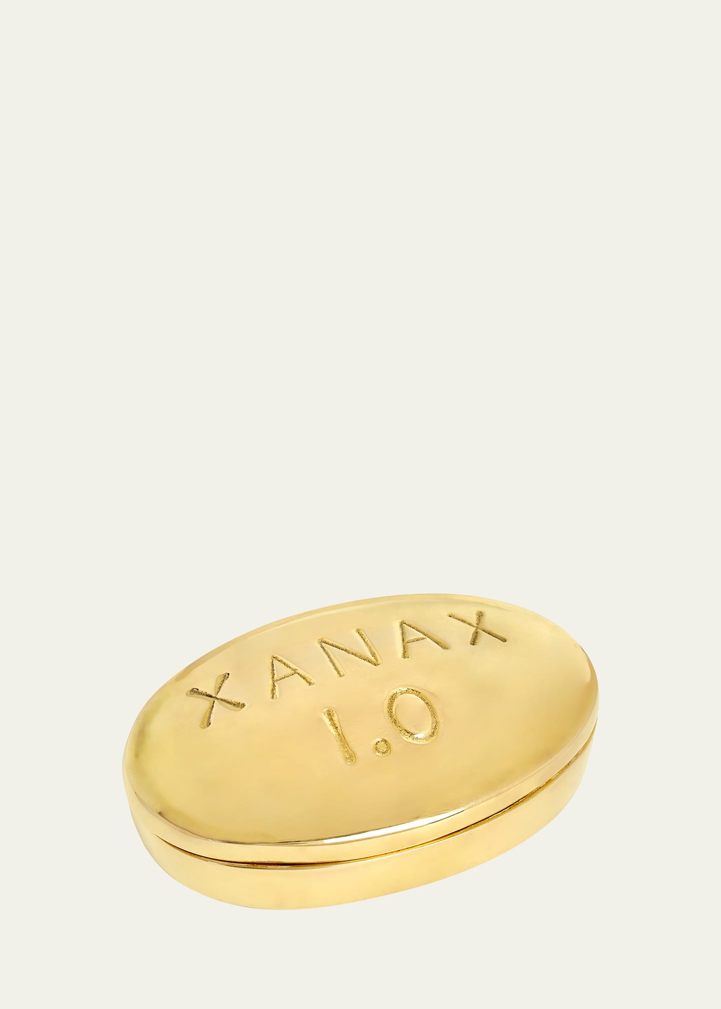 Jonathan Adler Xanax Brass Pill Box In Gold
