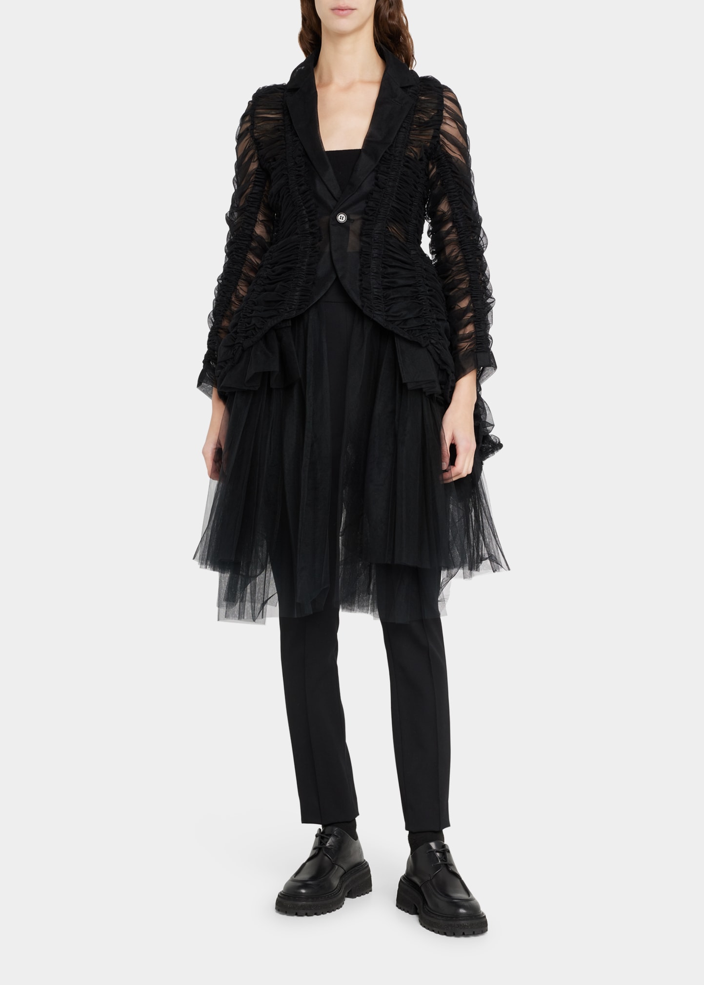 Tulle Gathered Ruffle Coat