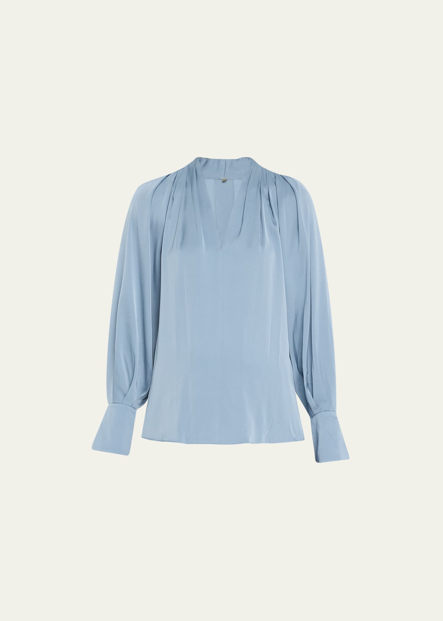 Kobi Halperin Nanee Pleated Silk Blouse In Sterling Blue