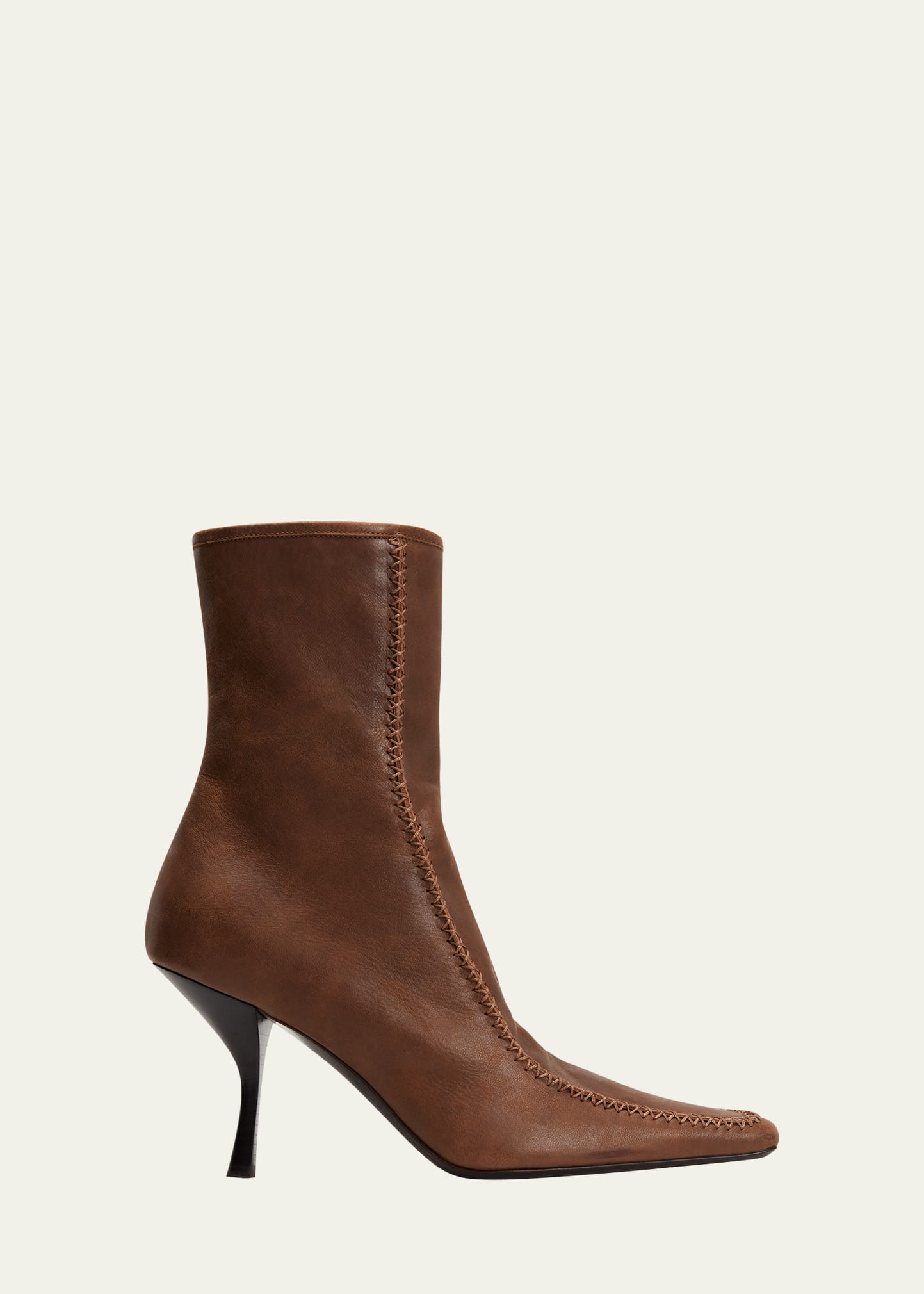 THE ROW Romy Leather Stiletto Ankle Booties