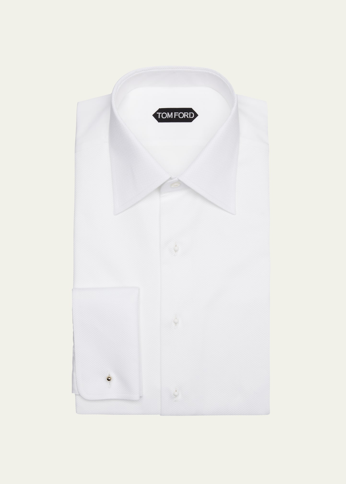 Men's Cotton Piqu&eacute; Dress Shirt with French Cuffs