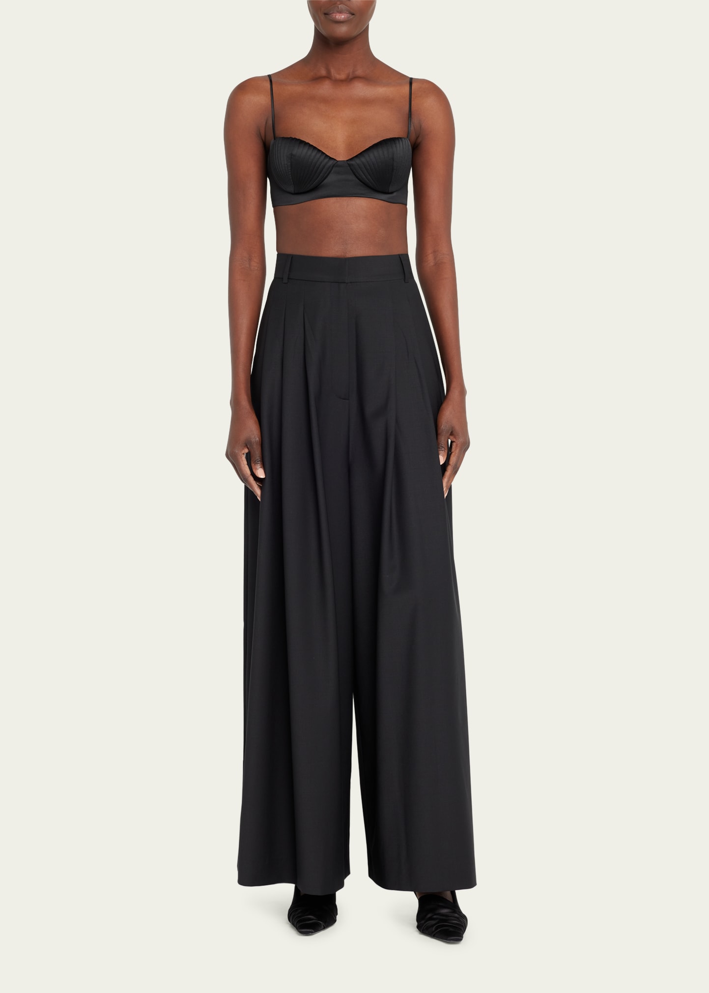 High-Rise Pleated Wide-Leg Trousers