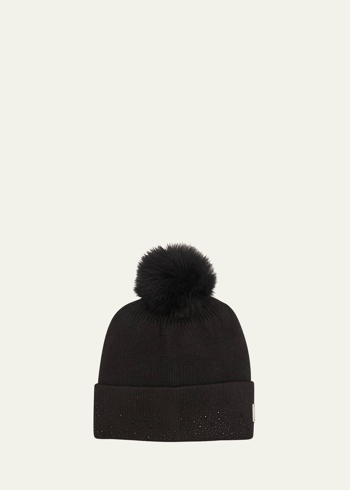 Embellished Toscana Lamb Pom Knit Beanie