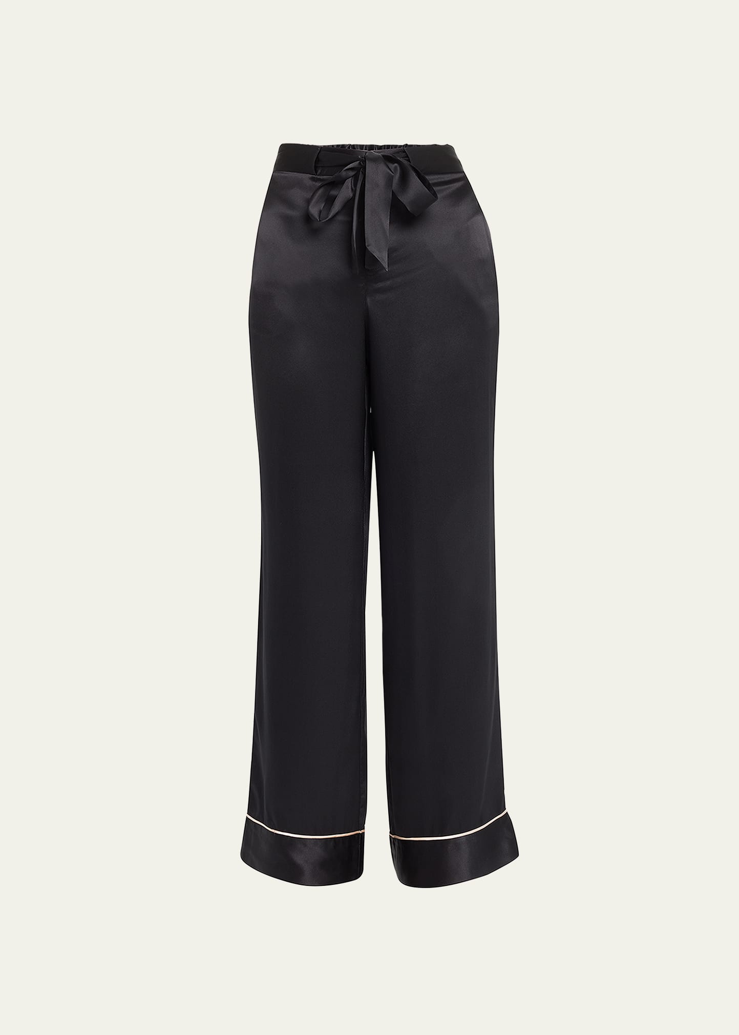 Kiki De Montparnasse Kiki Straight-leg Silk Lounge Pants In Black Wiith Blush