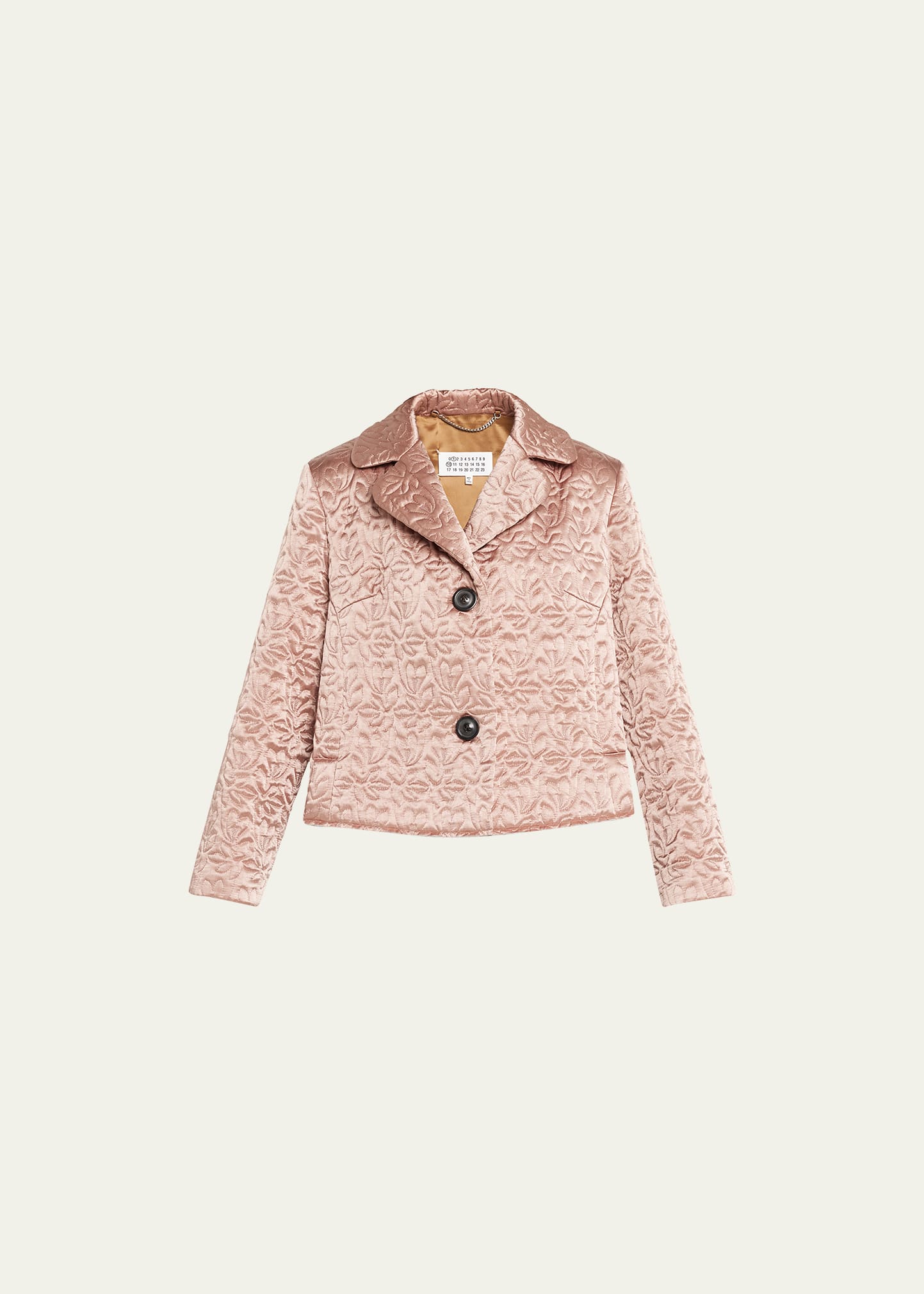Maison Margiela Single-breasted Quilted Satin Jacket In Rose