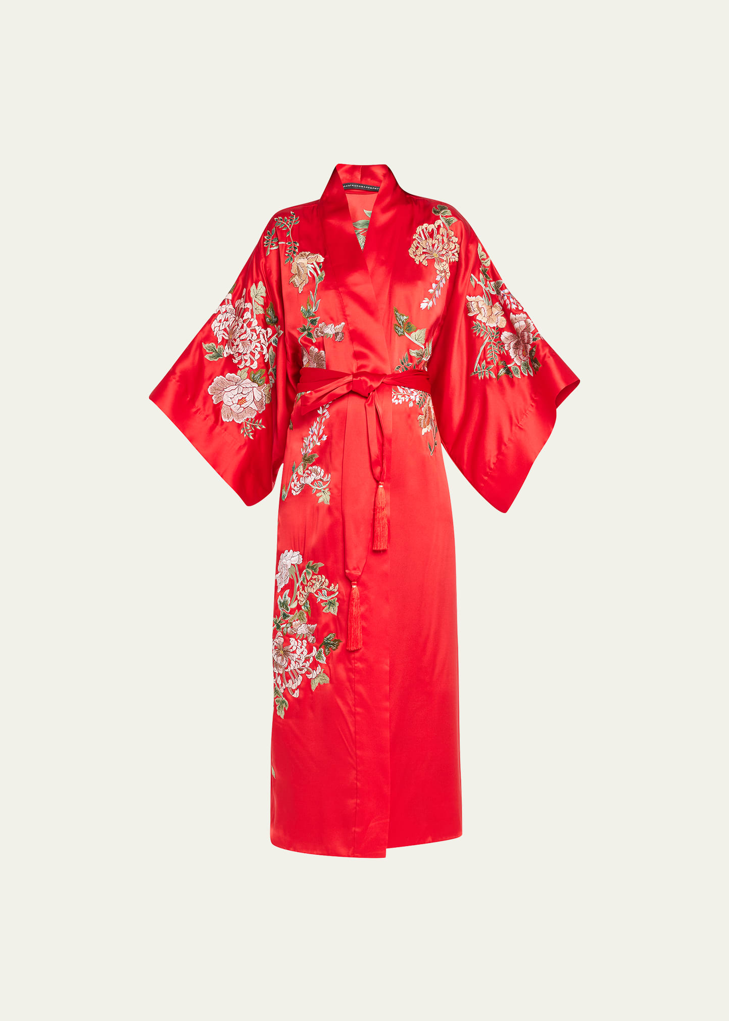 Kairaku Floral-Embroidered Silk Robe