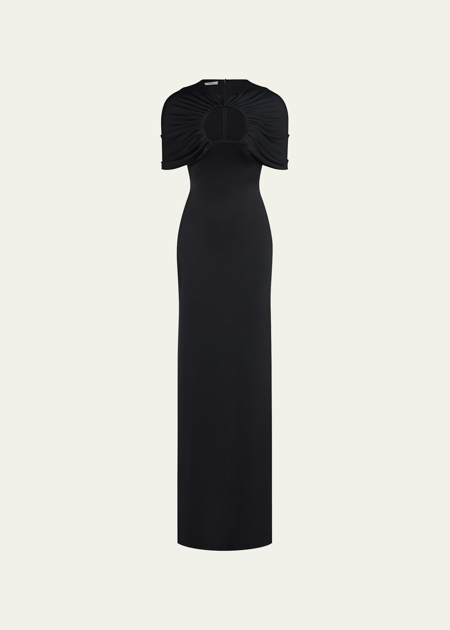 Joy Ruched Capelet Column Gown