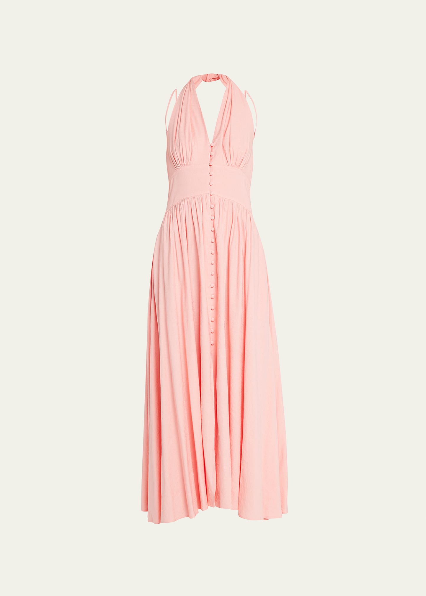 Cult Gaia Ozia Linen-blend Halterneck Maxi Dress In Azalea