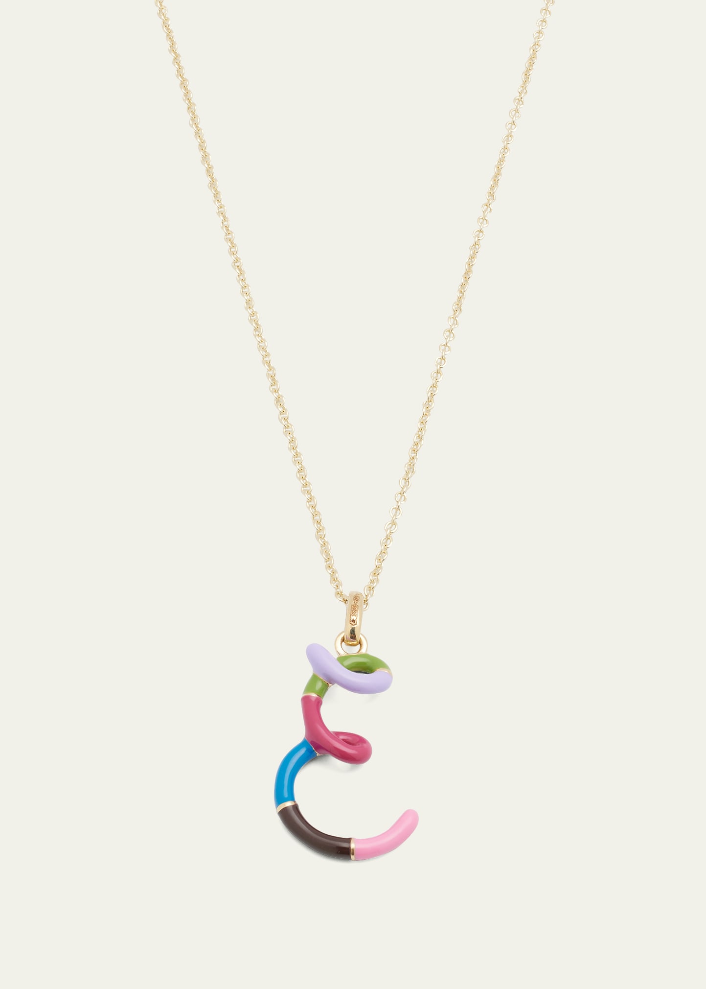 Bea Bongiasca Letter E Pendant Necklace with Rainbow Enamel