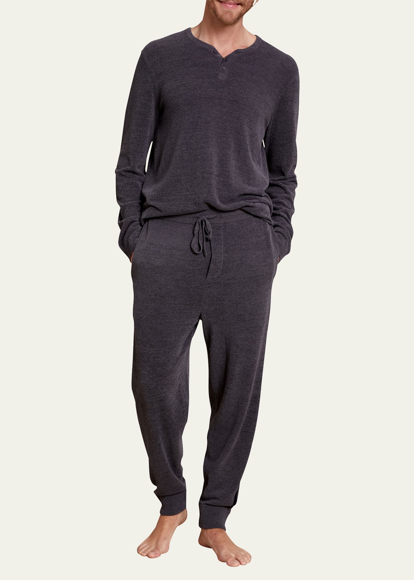 Shop Barefoot Dreams Men's Side Stripe Joggers In Carbon-black
