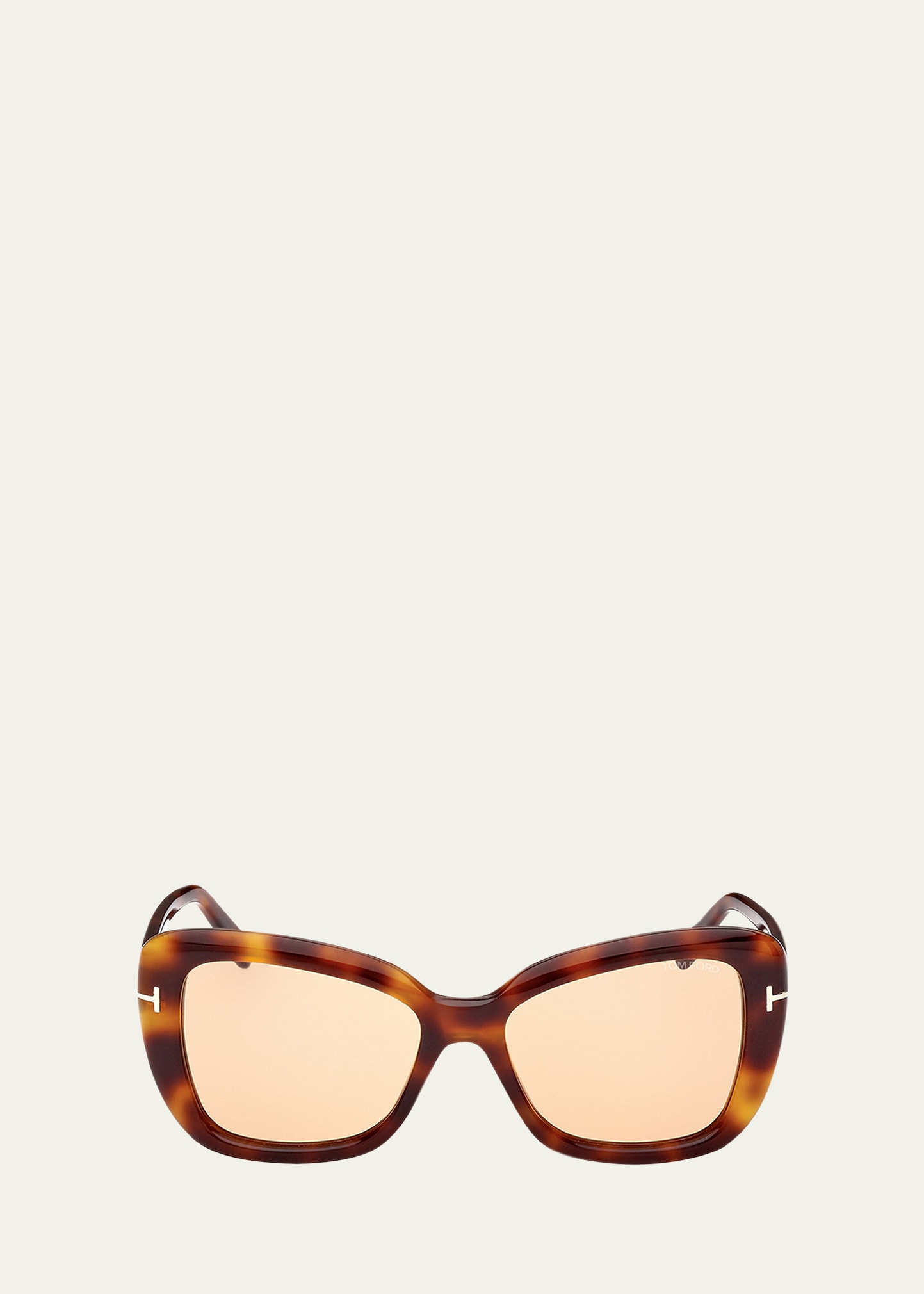 Tom Ford Maeve Havana Acetate Butterfly Sunglasses In Shiny Blonde