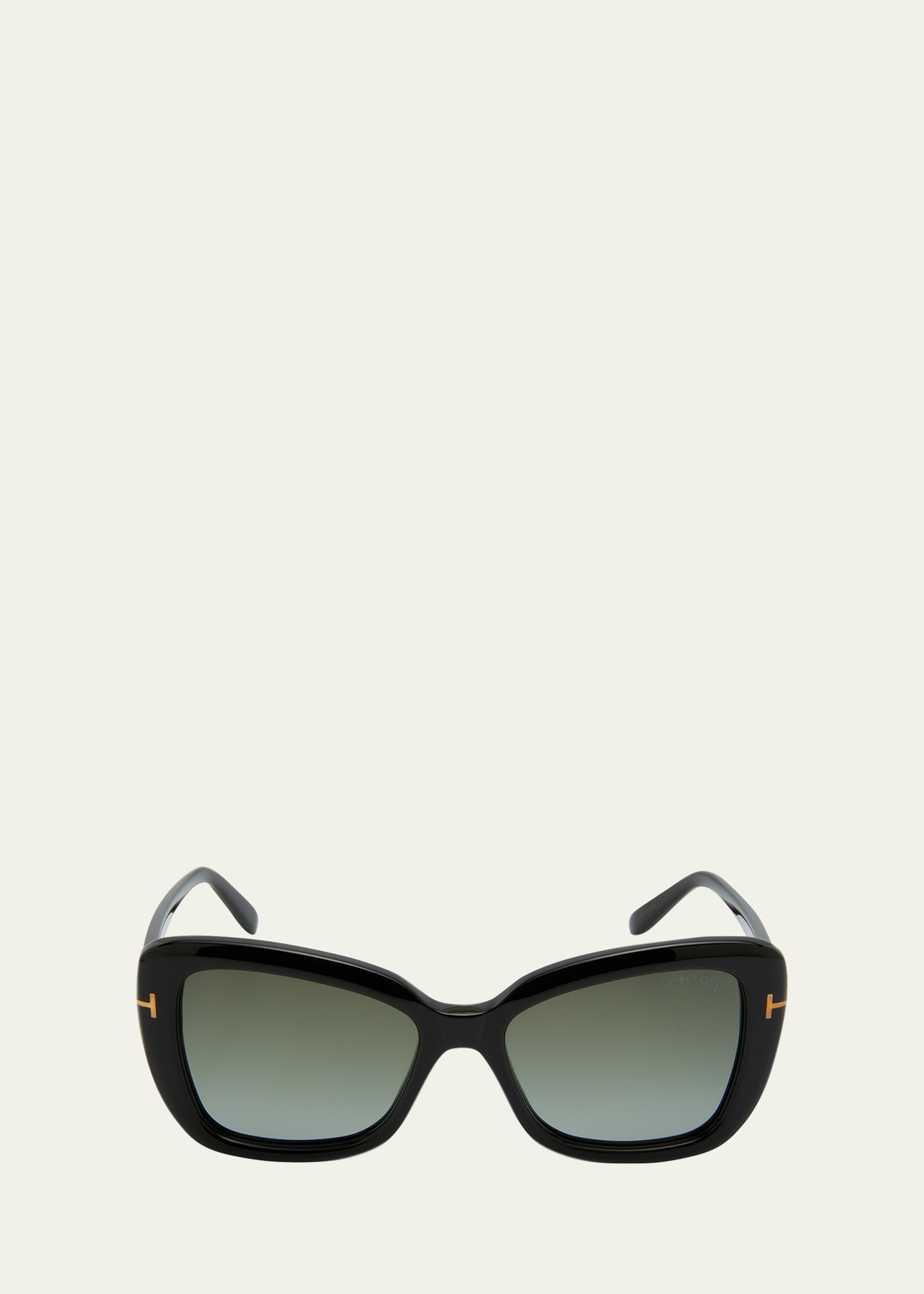 Tom Ford Maeve Havana Acetate Butterfly Sunglasses In Shiny Black