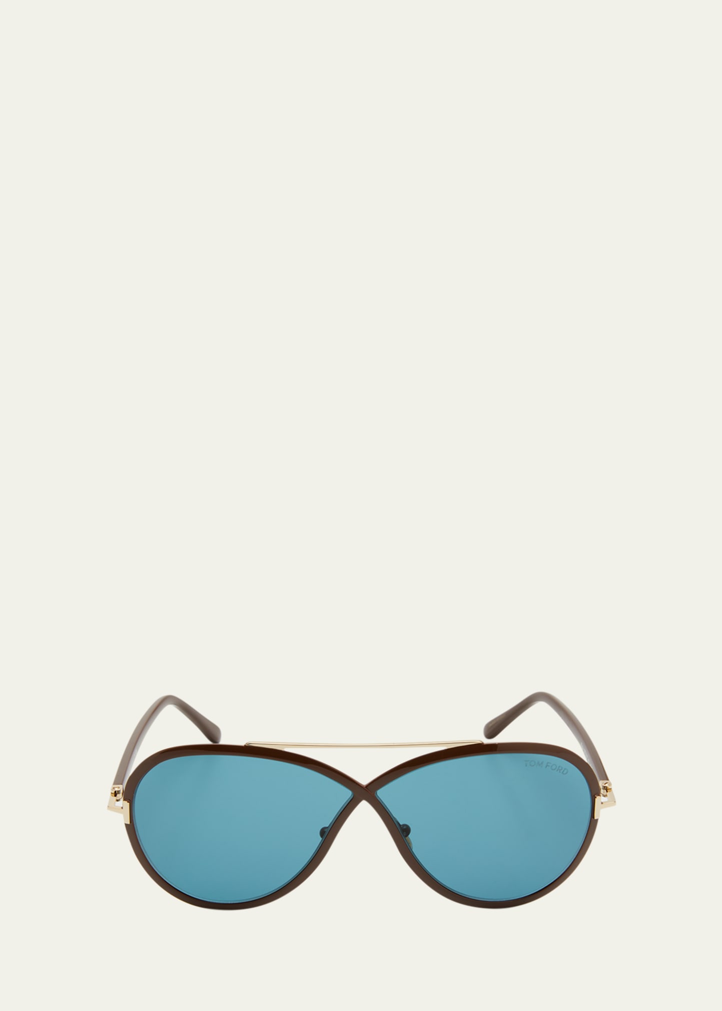 Tom Ford Rickie Twist Acetate Aviator Sunglasses In Shiny Light Brown