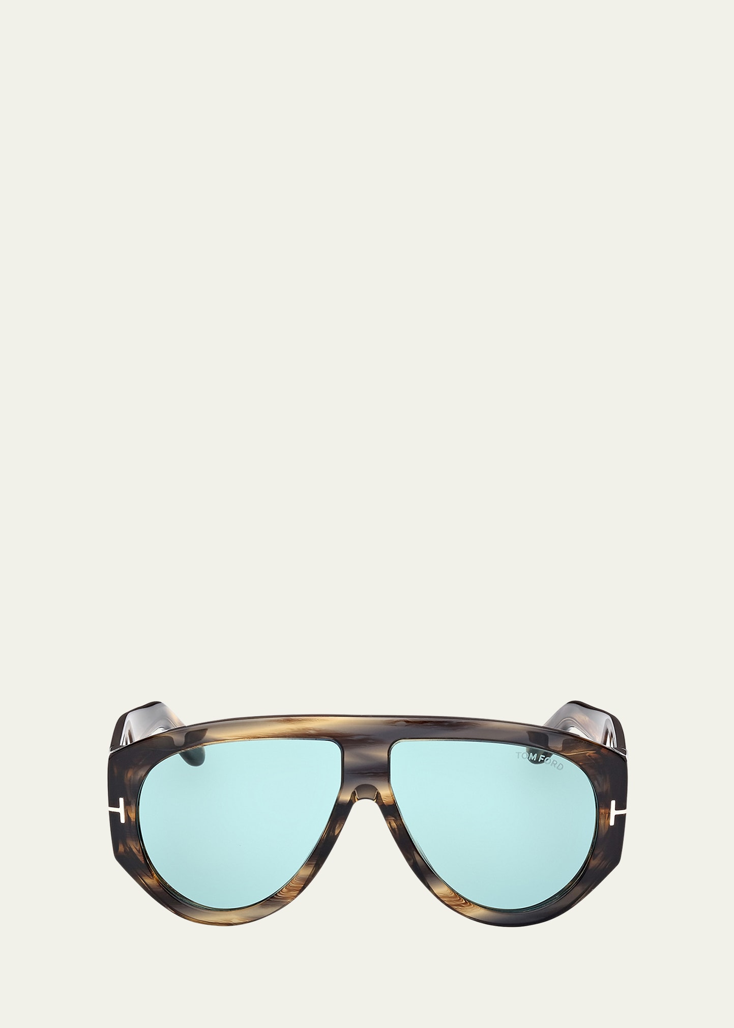 Tom Ford Bronson Havana Acetate Aviator Sunglasses In Shiny Dark Havana