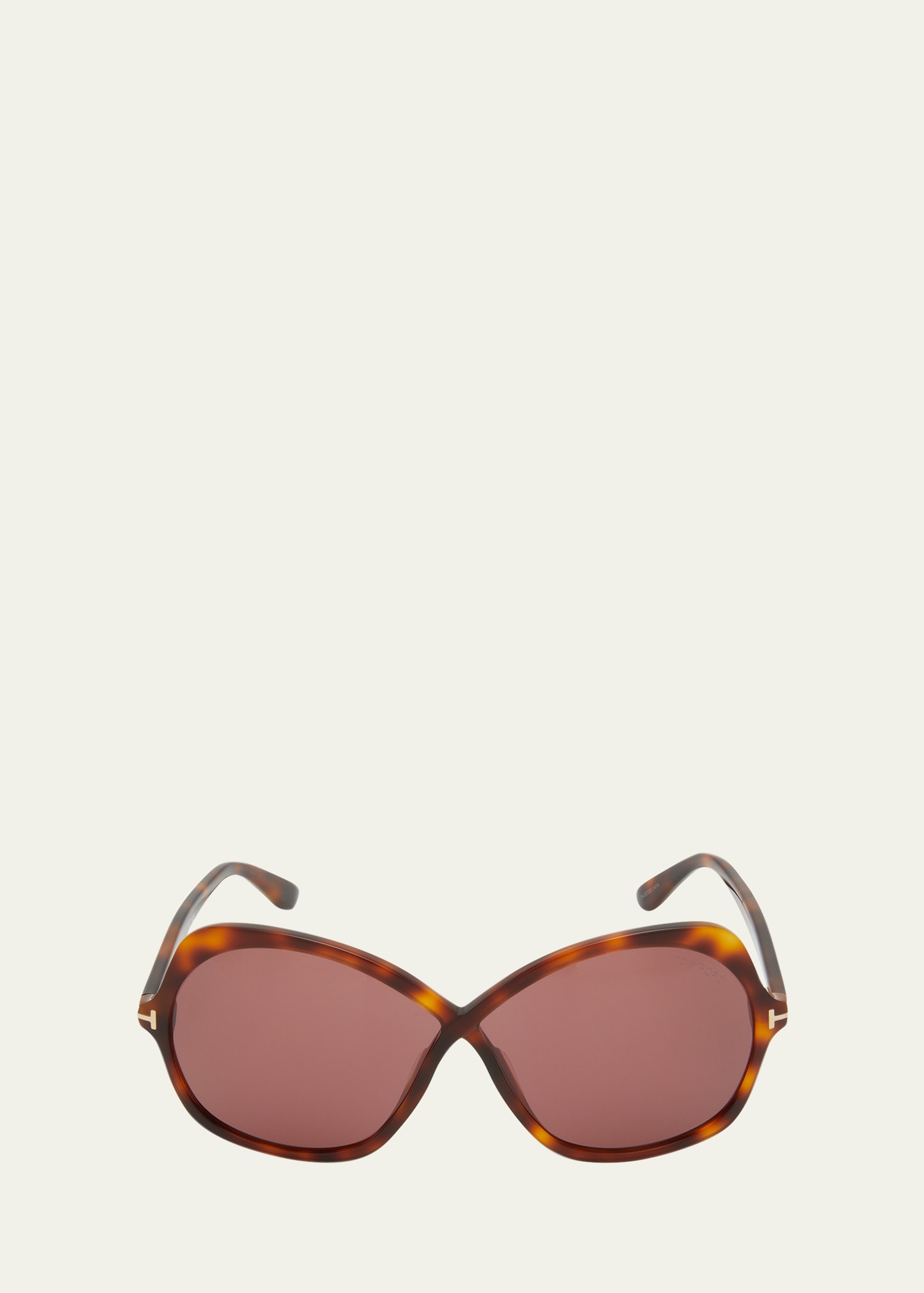 Shop Tom Ford Rosemin Acetate Butterfly Sunglasses In Shiny Dark Havana