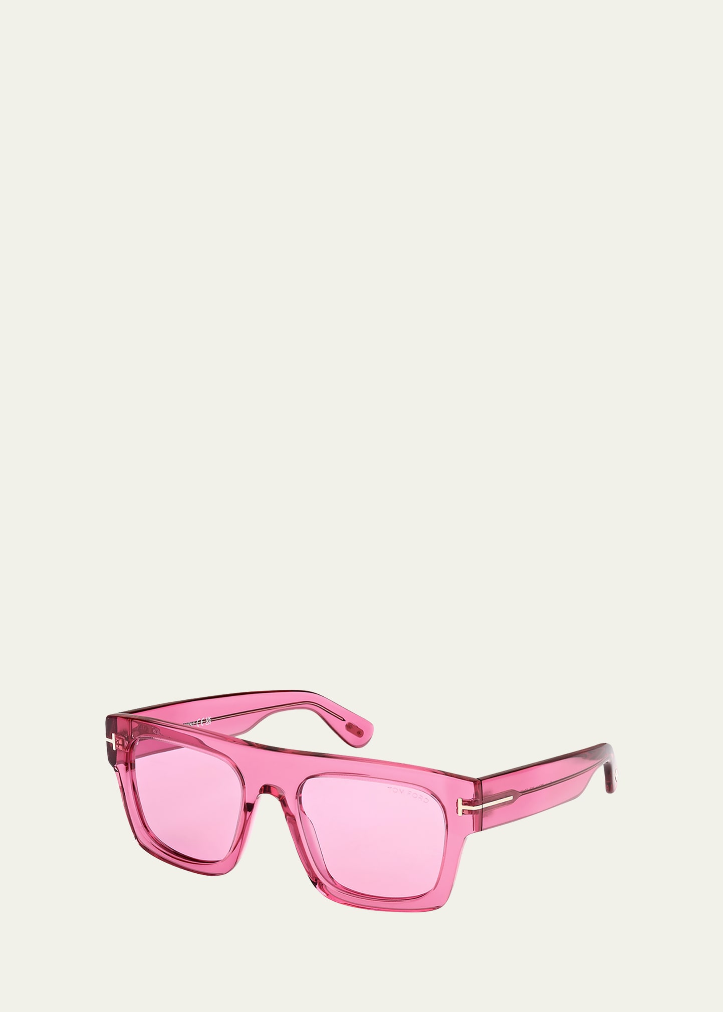 Tom Ford Fausto Square Semi-transparent Acetate Sunglasses In Shiny Transparent