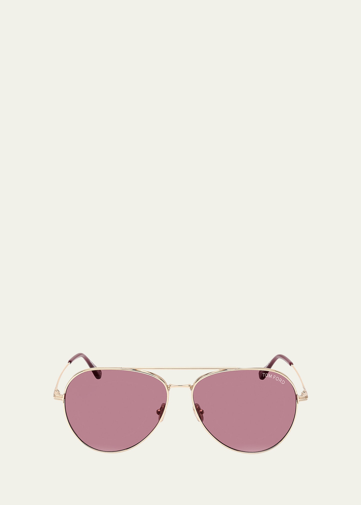 Tom Ford Clark Metal Aviator Sunglasses, Pink/gold In Shiny Pale Gold