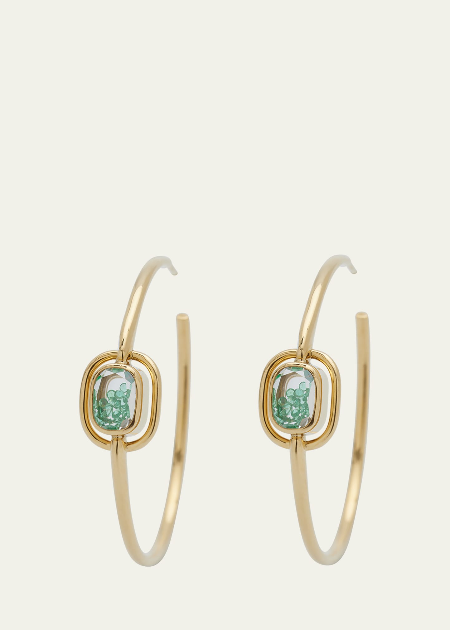 Elo 40 Emerald Shaker Hoop Earrings in 18k Gold