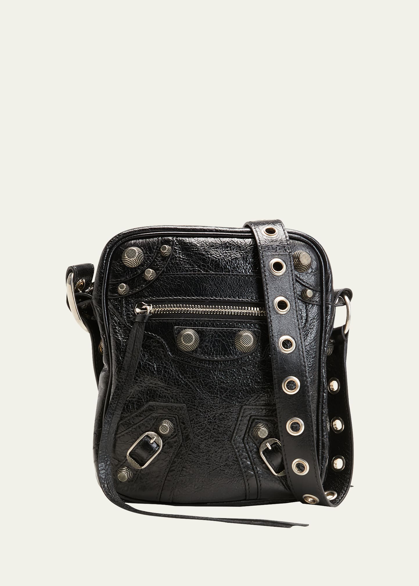 Shop Balenciaga Men's Le Cagole Leather Crossbody Bag In Black