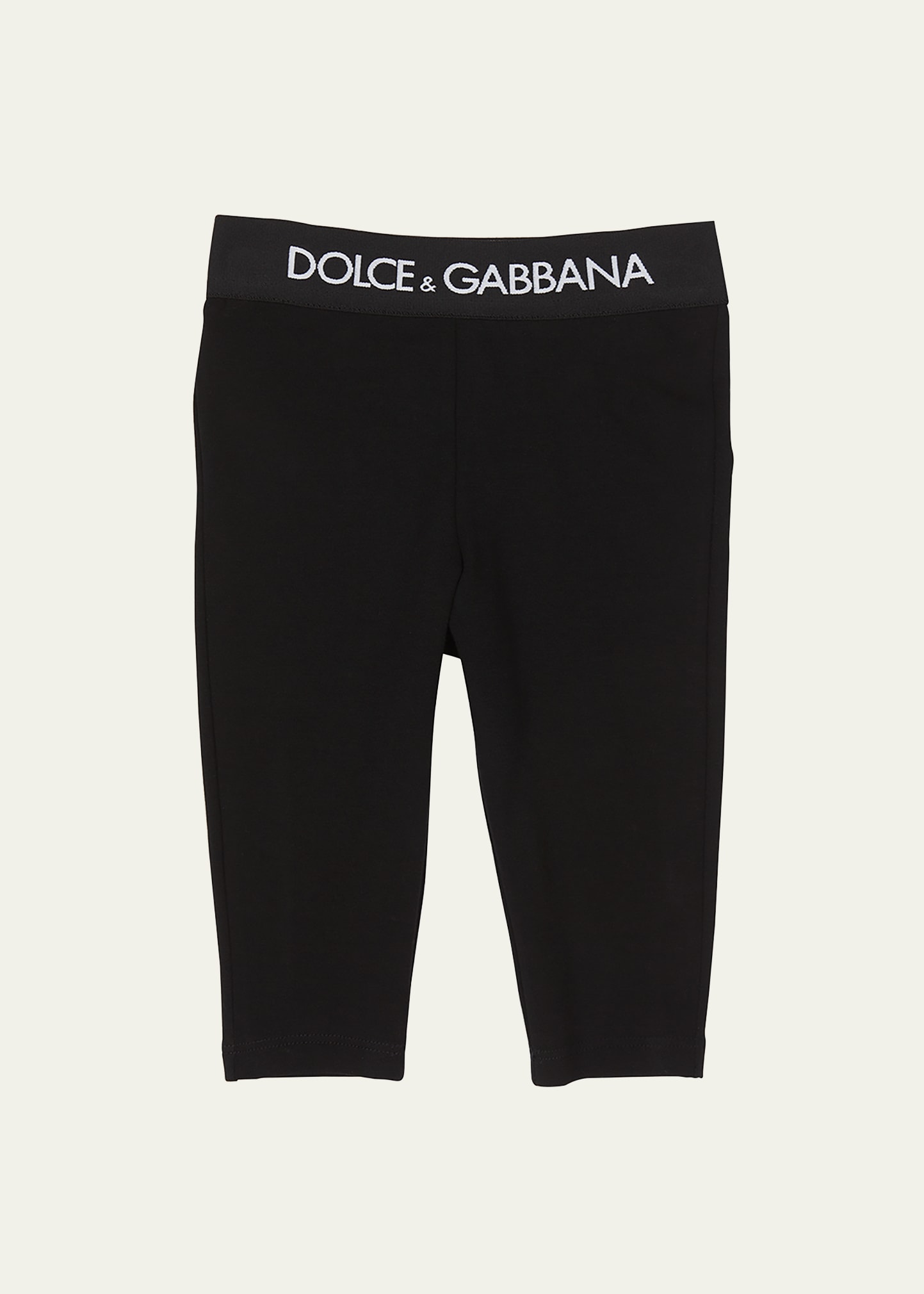 Dolce & Gabbana Junior Kids' Girl's Logo-tape Waistband Leggings In Black