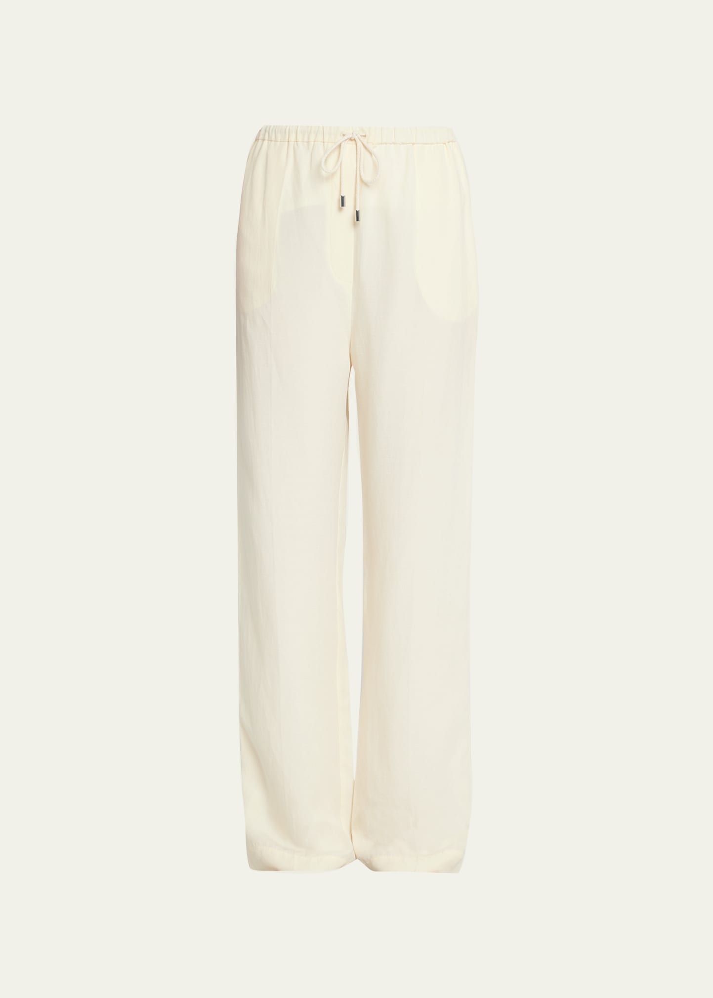 Totême Press-creased Drawstring Trousers In Leight Beige