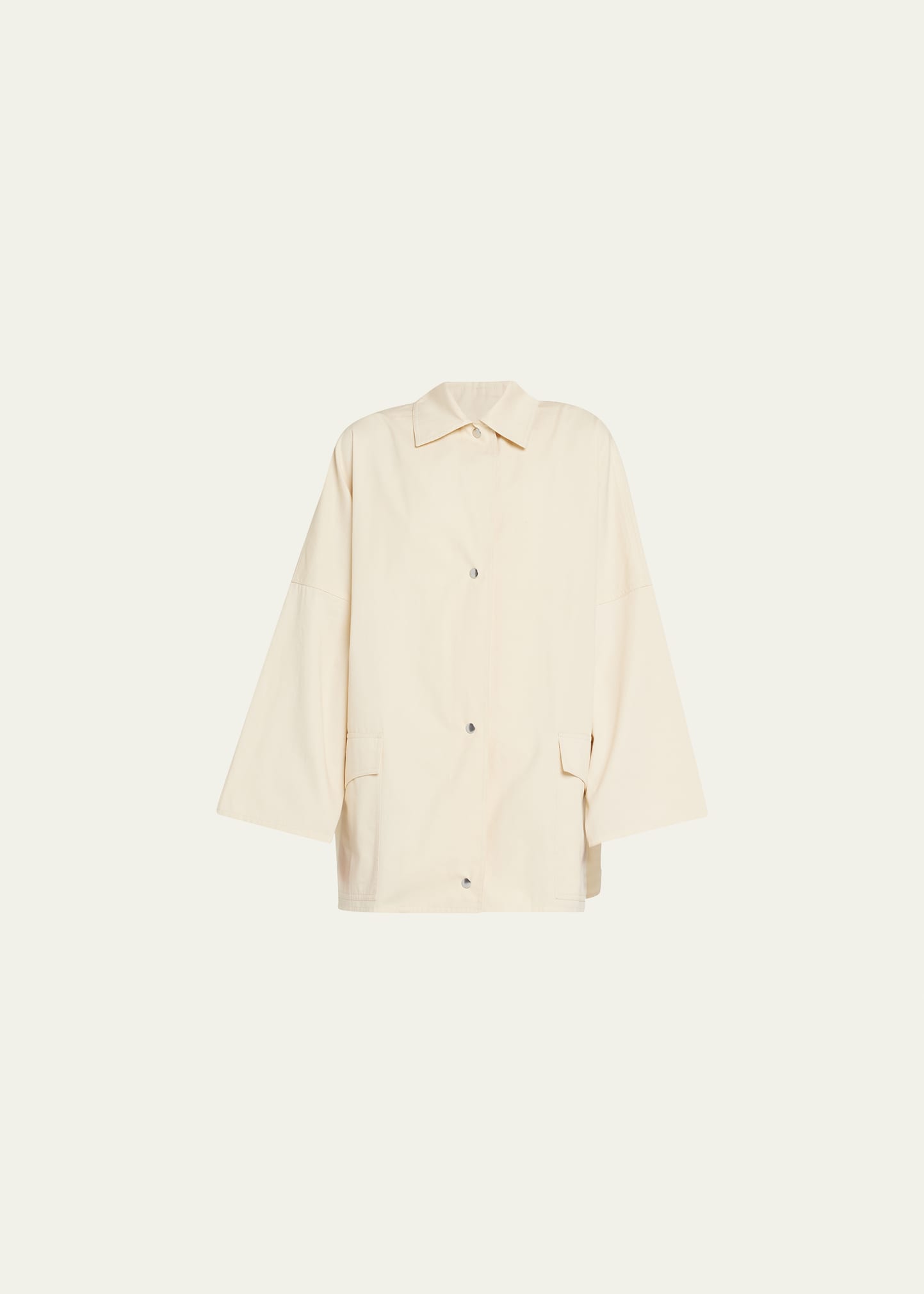 Totême Washed Cotton Button-front Overshirt In Light Beige