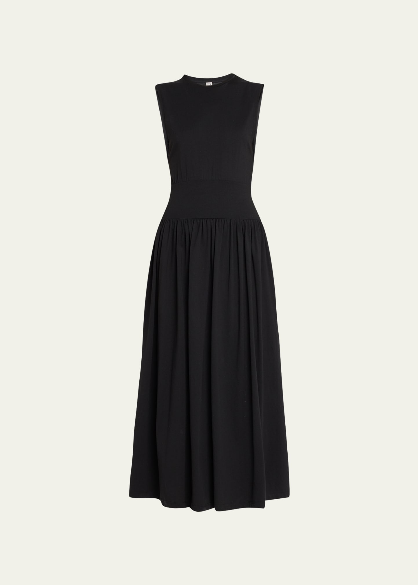 Totême Pleated Knit Maxi Dress In Black